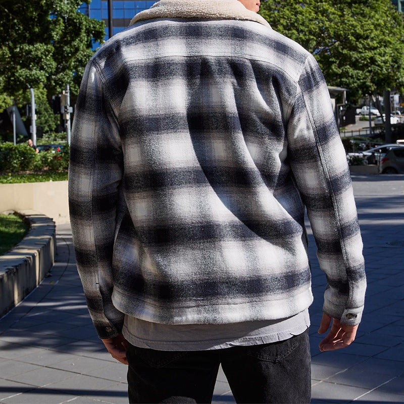 Herren stylische Flanelljacke mit warmem Fleece-Futter Aliams