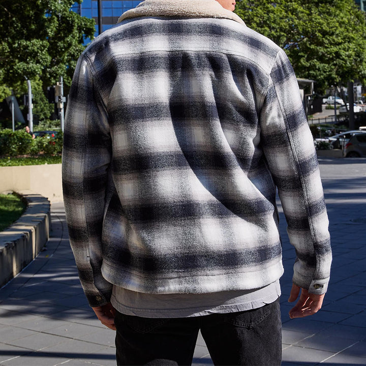Herren stylische Flanelljacke mit warmem Fleece-Futter Aliams