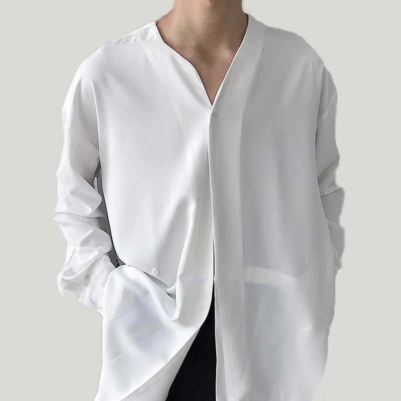 Herren elegante asymmetrische Bluse Aliams