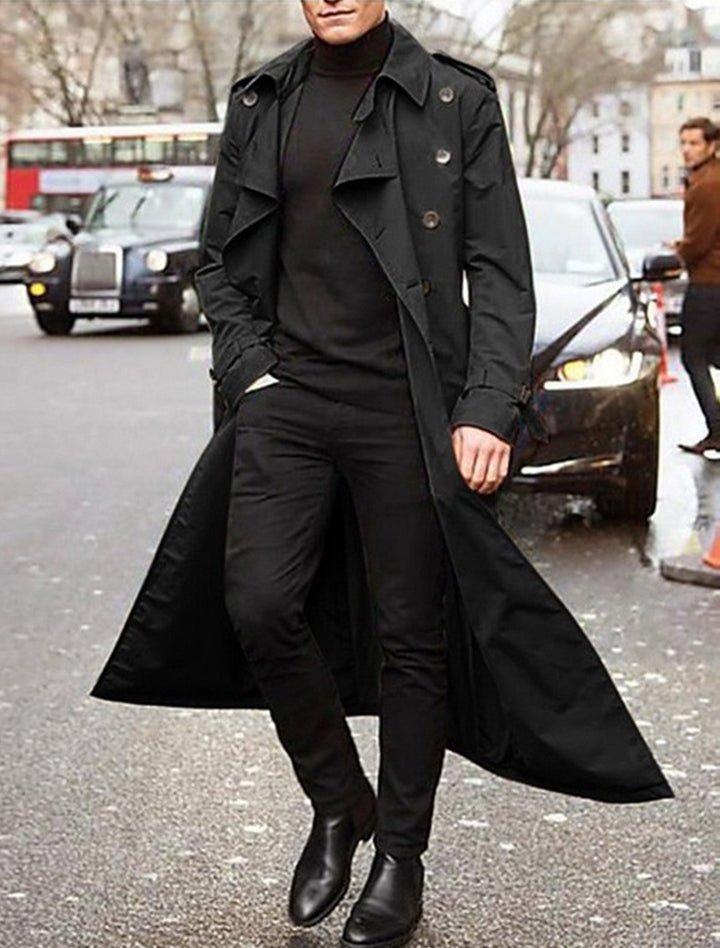 Herren Trenchcoat mit doppelt gelegtem Revers und modischen Knopfdetails Aliams