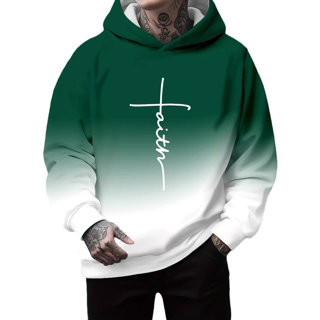 Herren Kapuzenpullover mit subtiler Farbverlauf-Optik und inspirierendem Schriftzug Aliams