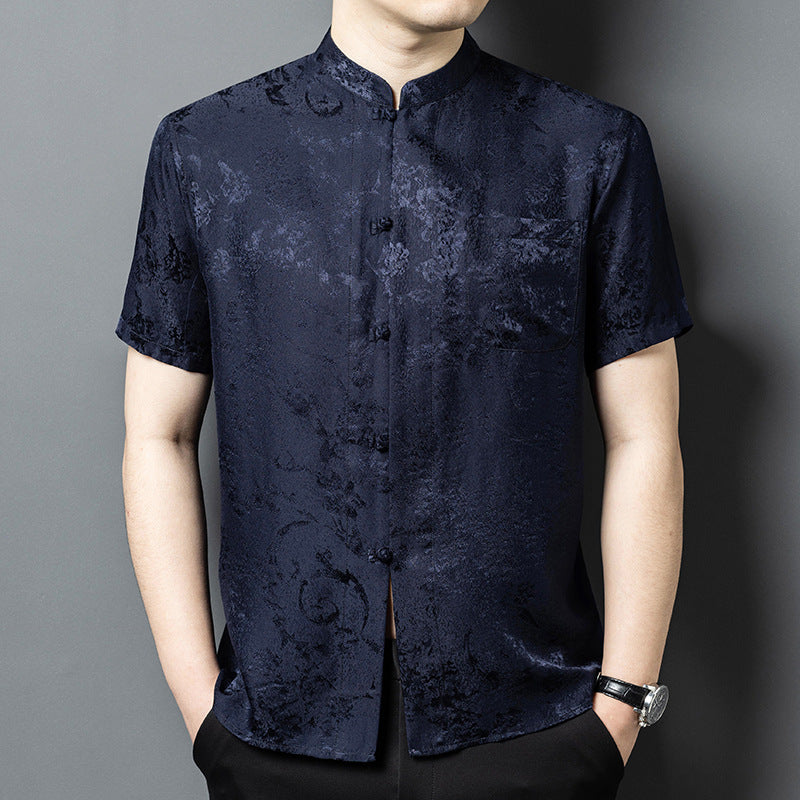 Herren Kurzarmhemd im eleganten Seidenlook Aliams