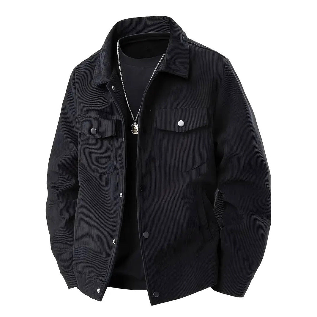 Herren strukturiertes Oberteiljacke mit praktischen Taschen Aliams