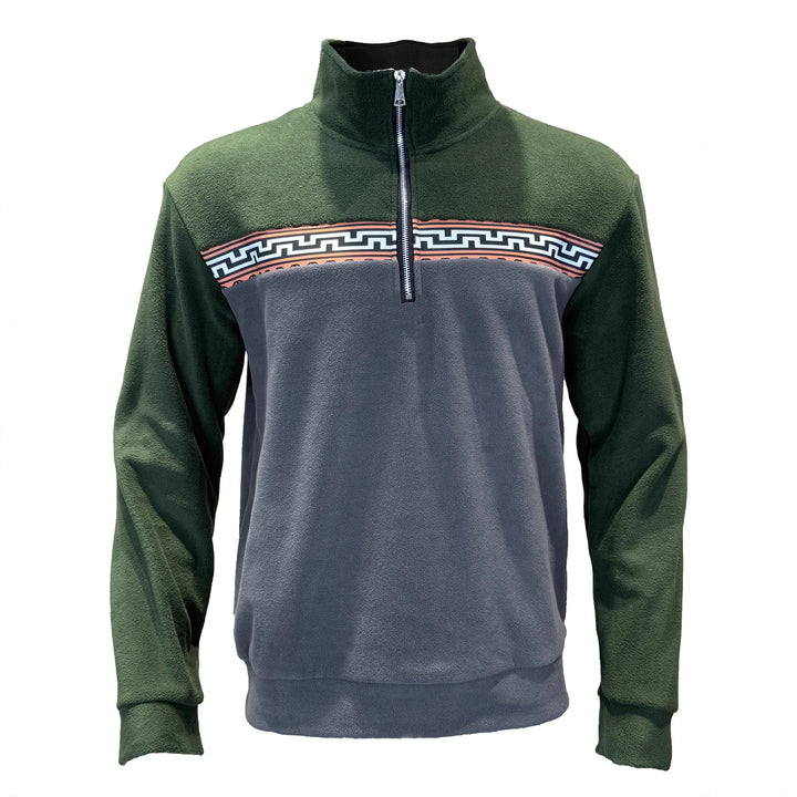 Herren Fleece-Pullover mit stylishem Stehkragen und farblich abgesetztem Muster Aliams