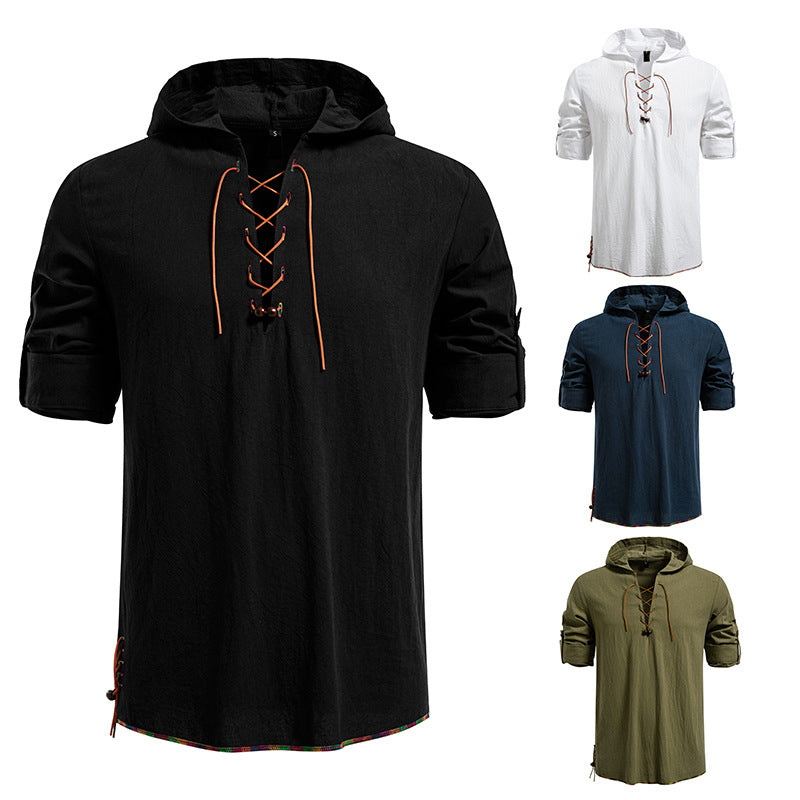 Herren Kaptuzenbluse mit einzigartigem Schnürdesign Aliams