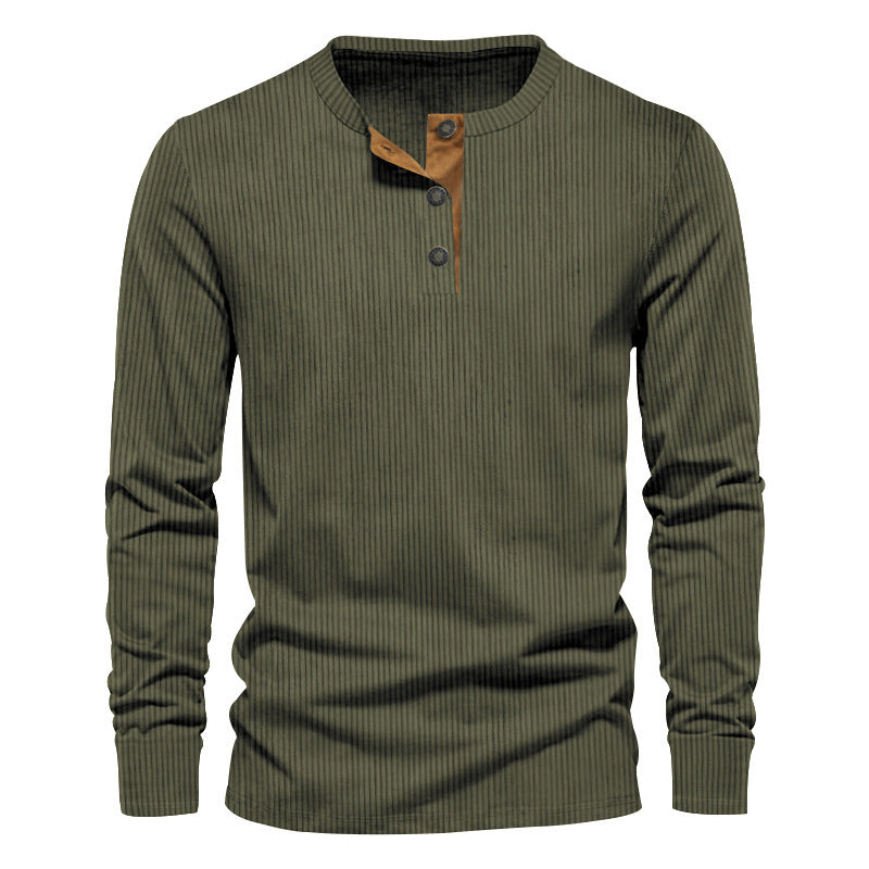 Herren Langarm-Henley-Shirt mit strukturierter Oberfläche und modischen Knopfdetails Aliams