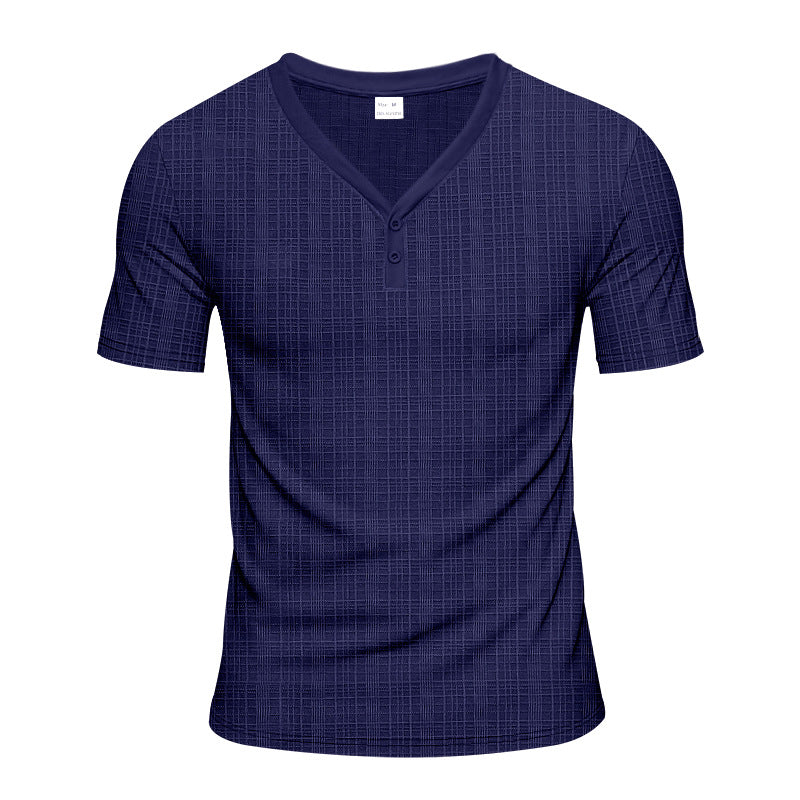 Herren Kurzarm Henley-Shirt mit strukturiertem Design und praktischen Knopfdetails Aliams
