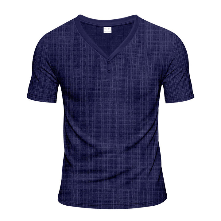 Herren Kurzarm Henley-Shirt mit strukturiertem Design und praktischen Knopfdetails Aliams