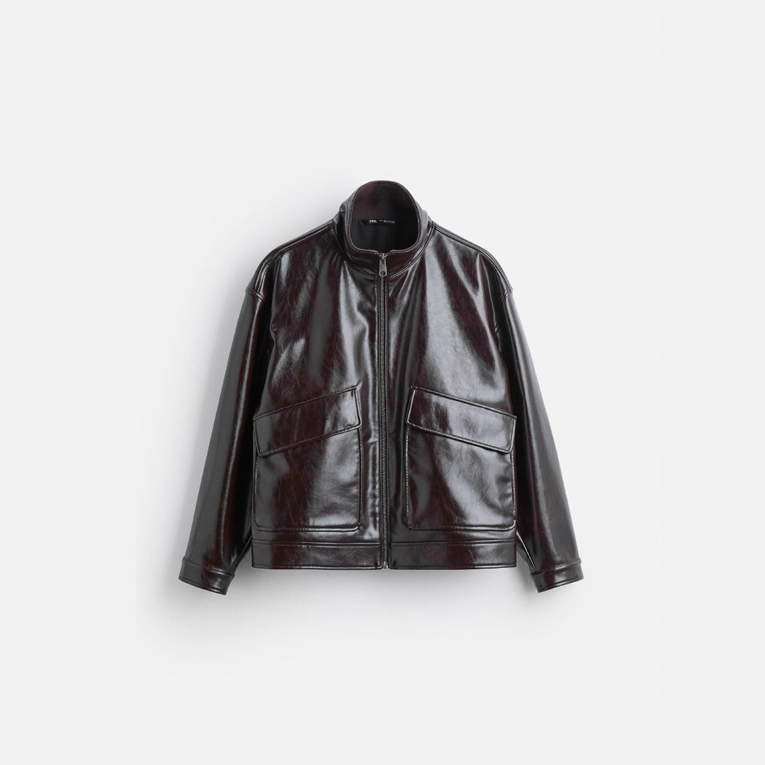 Herren Bikerjacke aus edlem Kunstleder mit praktischen Klappentaschen Aliams