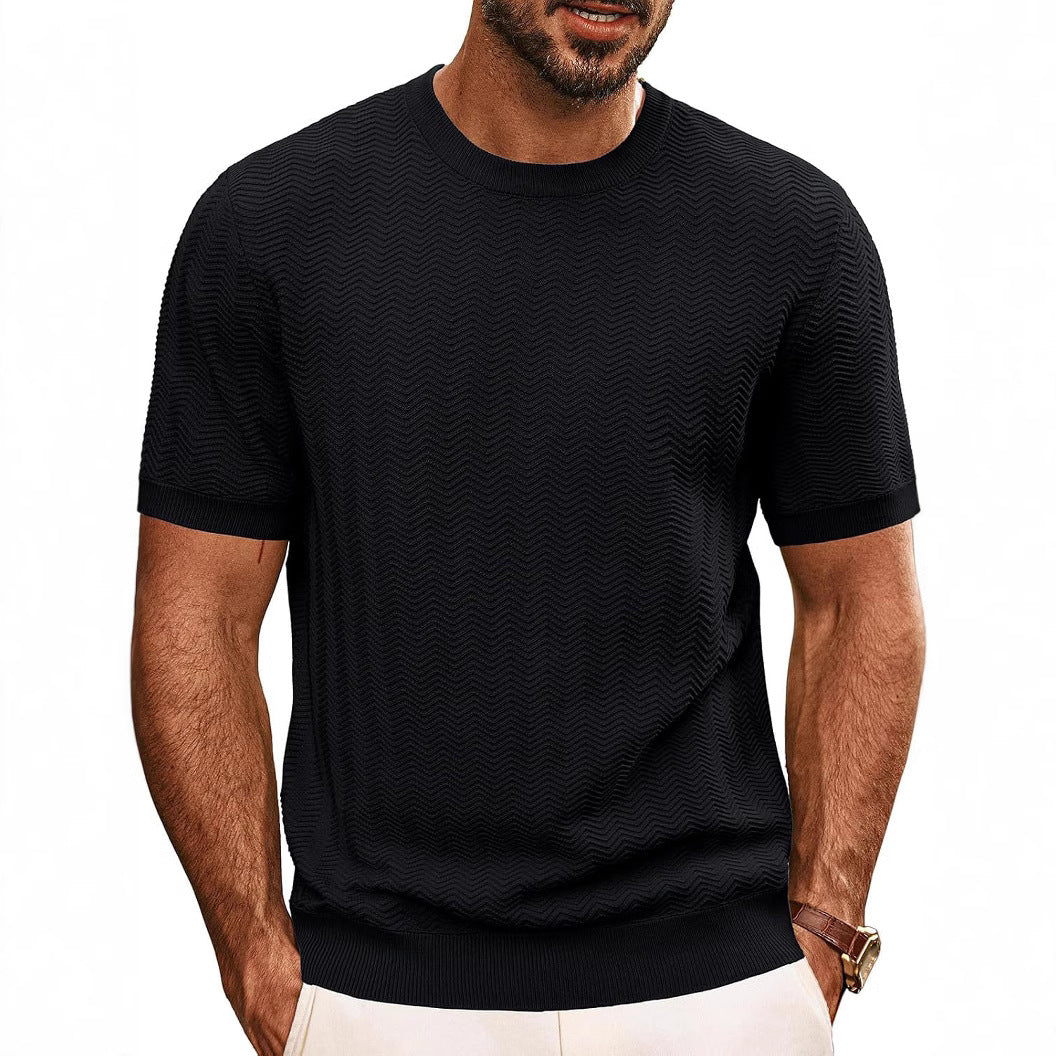 Herren strukturiertes Rundhals T-Shirt Aliams