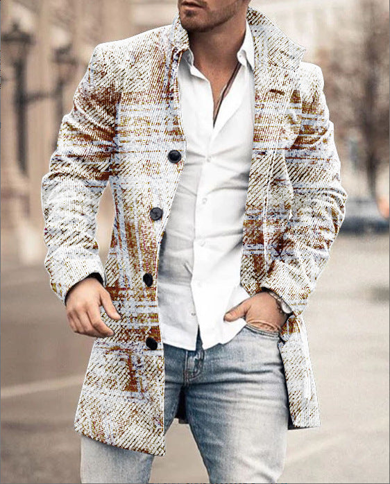 Herren Wollmantel im modernen Karodesign mit taillierter Passform Aliams