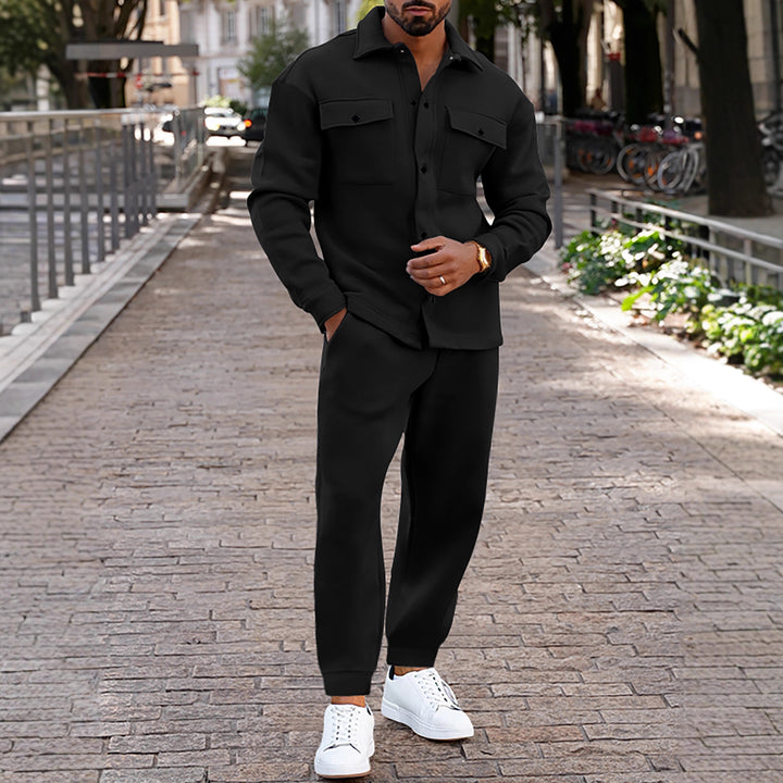 Herren bequeme und stilvolle Loungewear mit oberem Hemd und Jogginghose Aliams