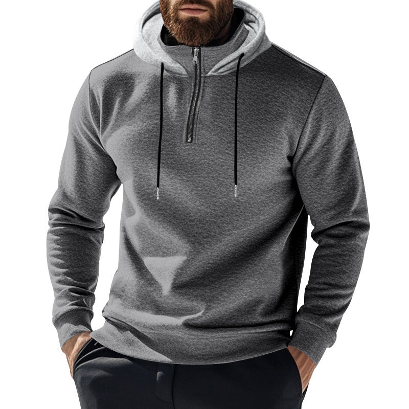 Herren sportlicher Hoodie mit halbem Reißverschluss und modernem Kapuzenaufbau Aliams