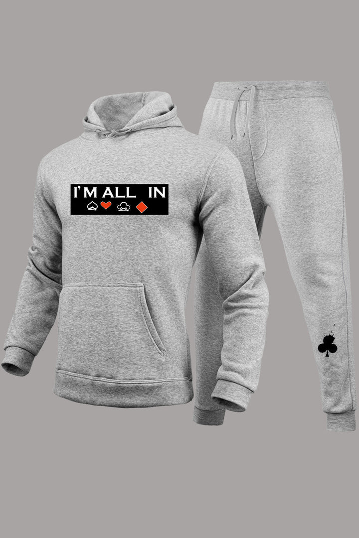 Herren Sportliches Hoodie- und Jogginghose-Set mit kreiertem Glücksspiel-Design Aliams