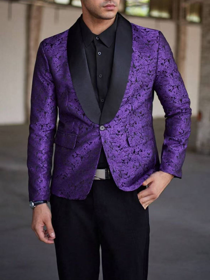 Herren eleganter Paillettenblazer mit floralem Design und schimmernder Oberfläche Aliams