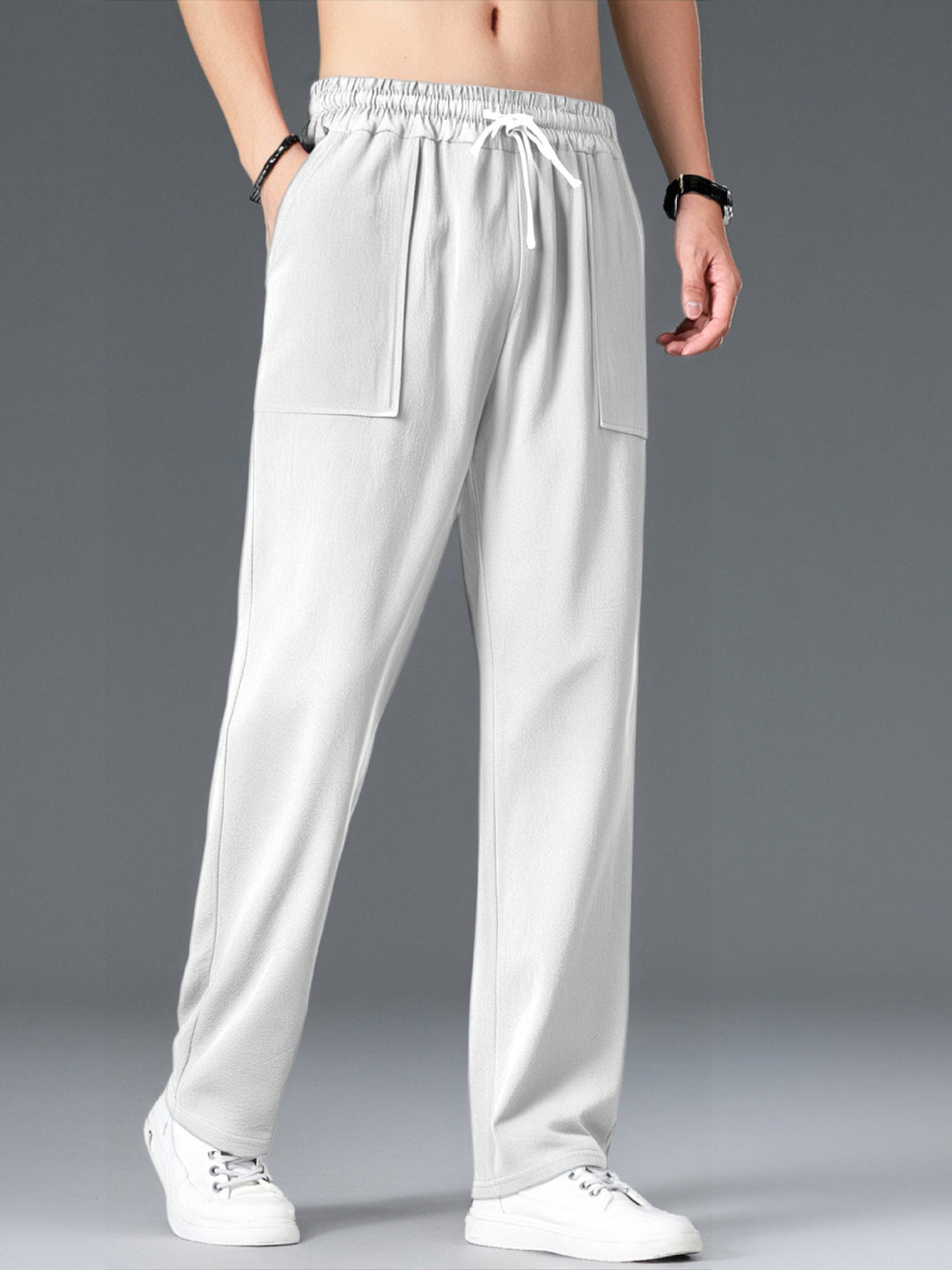 Herren Bequeme Freizeithosen mit elastischem Bund und seitlichen Taschen Aliams