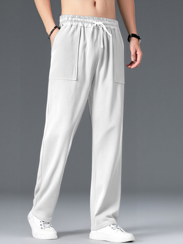 Herren Bequeme Freizeithosen mit elastischem Bund und seitlichen Taschen Aliams