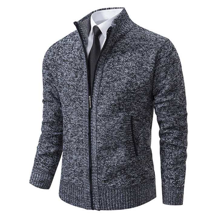 Herren elegante Strickjacke mit hohem Kragen und praktischem Reißverschluss Aliams