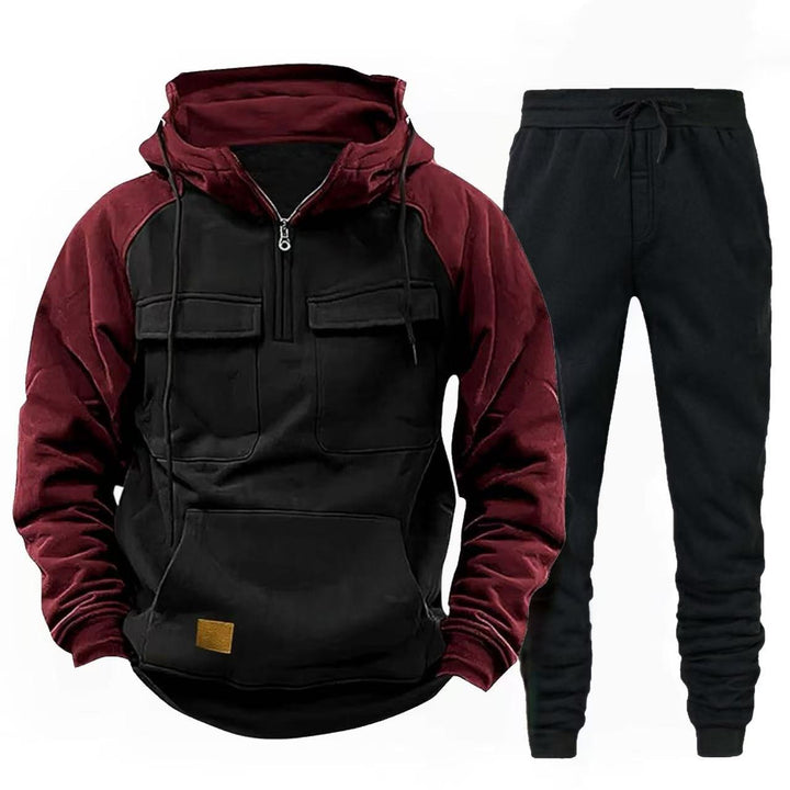 Herren funktionale Kapuzenjacke mit Reißverschluss und Jogginghose Aliams