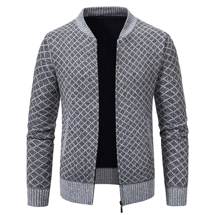 Herren Urbaner Strickjacke mit asymmetrischem Reißverschluss, hohem Kragen und modernen Details Aliams