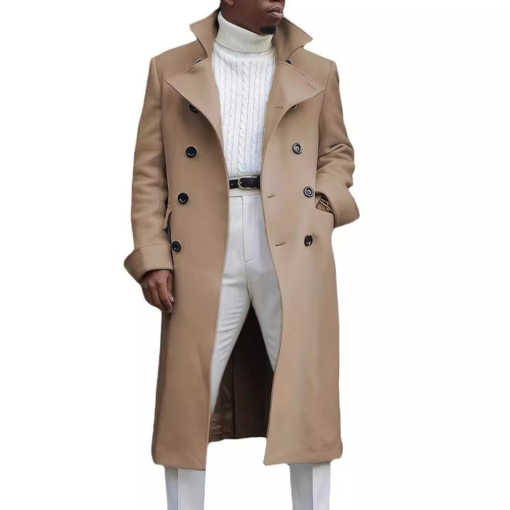Herren eleganter Langmantel mit doppelter Knopfleiste und modernem Schnitt Aliams