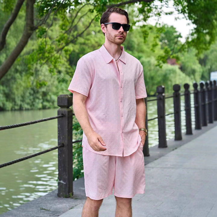 Herren lässiges Kurzarmhemd und kurze Hose Set Aliams