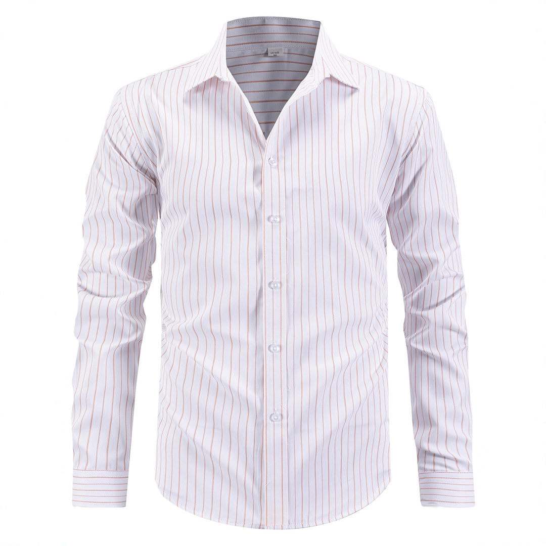 Herren elegantes gestreiftes Langarmhemd Aliams