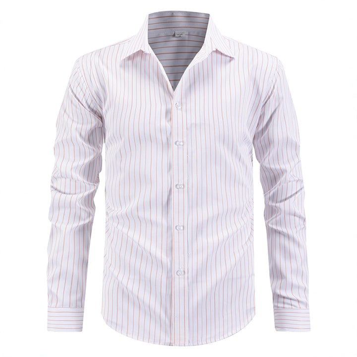 Herren elegantes gestreiftes Langarmhemd Aliams