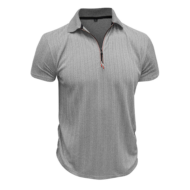 Herren Poloshirt mit Reißverschluss und strukturiertem Dessin Aliams