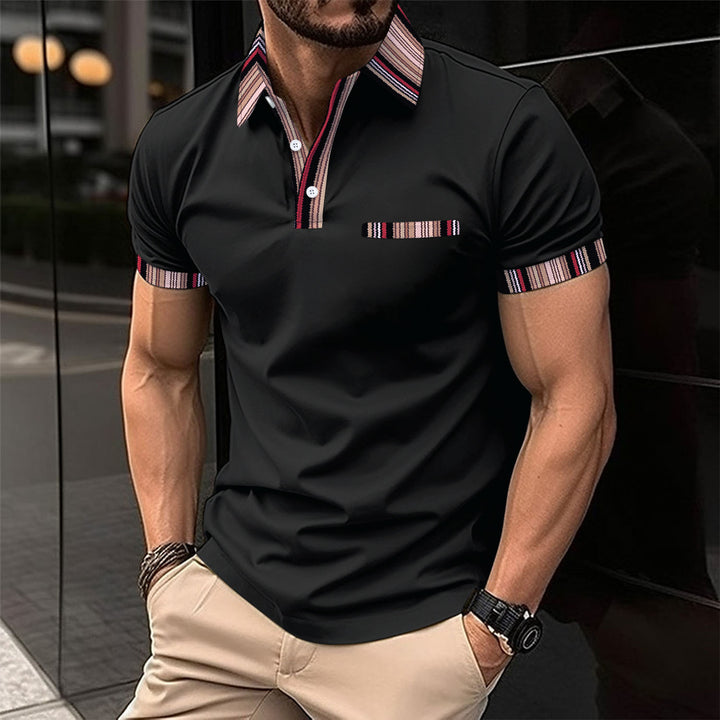 Herren elegantes Poloshirt mit strukturiertem Kragen und modischen Akzenten Aliams