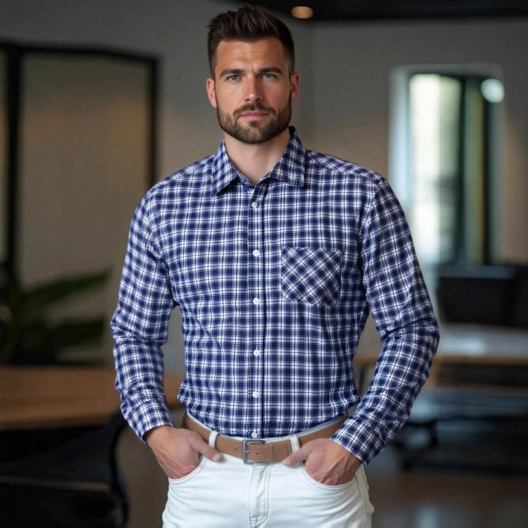 Herren Karierter Langarmhemd mit moderner Passform Aliams