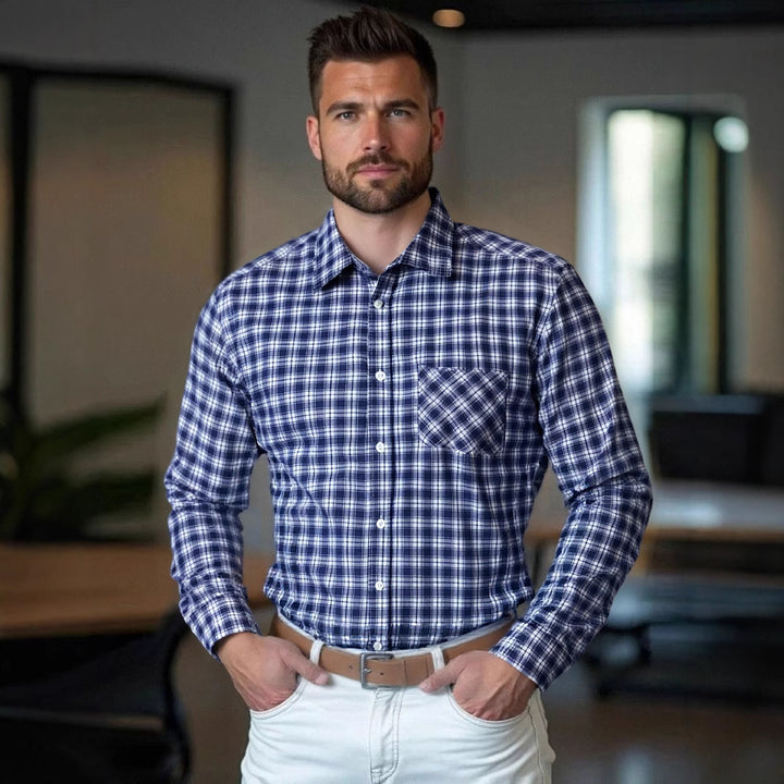 Herren Karierter Langarmhemd mit moderner Passform Aliams