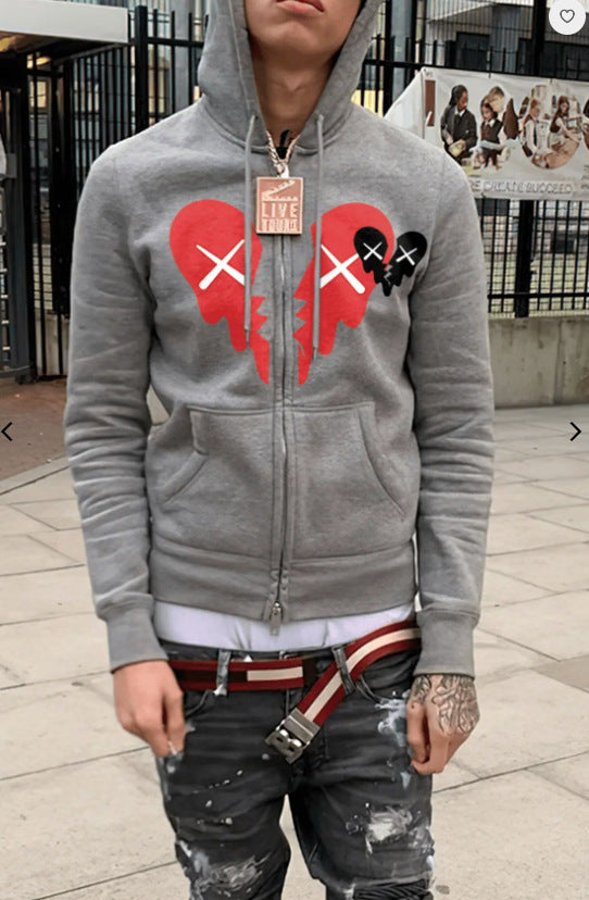 Herren Kapuzenjacke mit auffälligem Herzmotiv Aliams