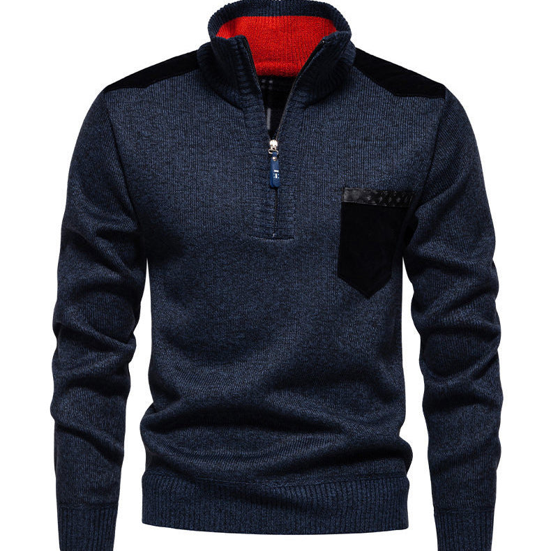 Herren Pullover mit halbhohem Kragen und modischen Akzenten Aliams