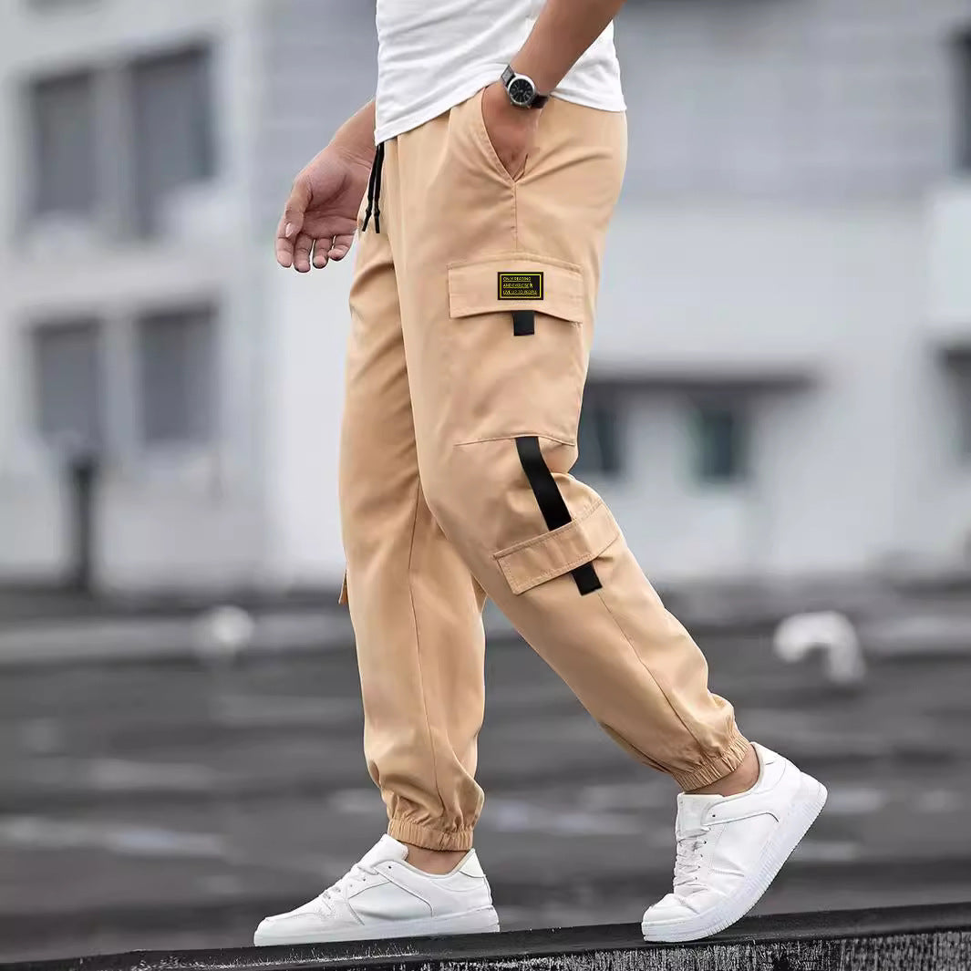 Herren stylische Cargo-Hose mit elastischem Bund und vielseitigen Taschen Aliams