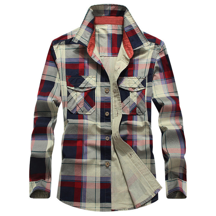 Herren Kariertes Langarmhemd Aliams