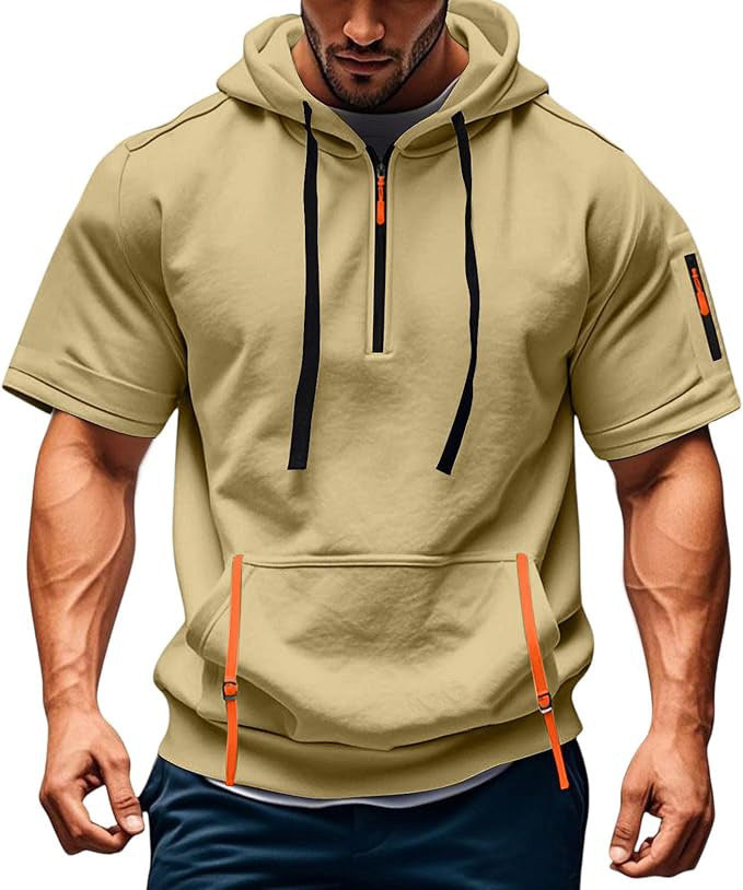 Herren Kurzarm-Hoodie mit praktischem Reißverschluss Aliams