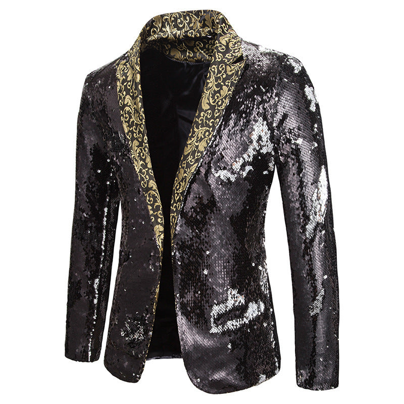 Herren extravagante Pailletten-Blazerjacke Aliams