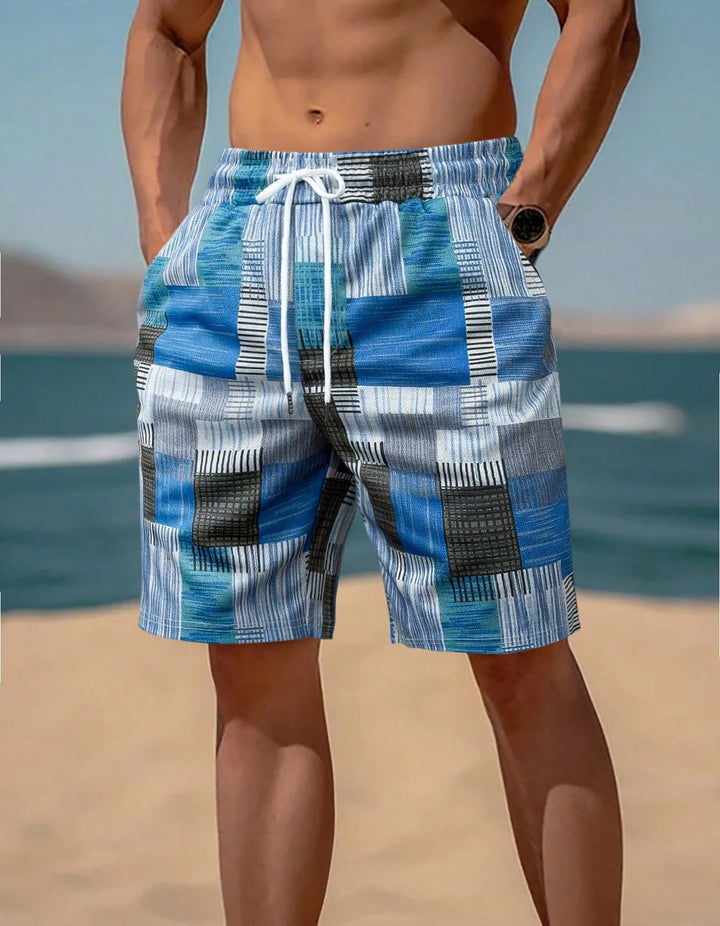 Herren stylische Bade-Shorts mit modernem Graphikmuster Aliams