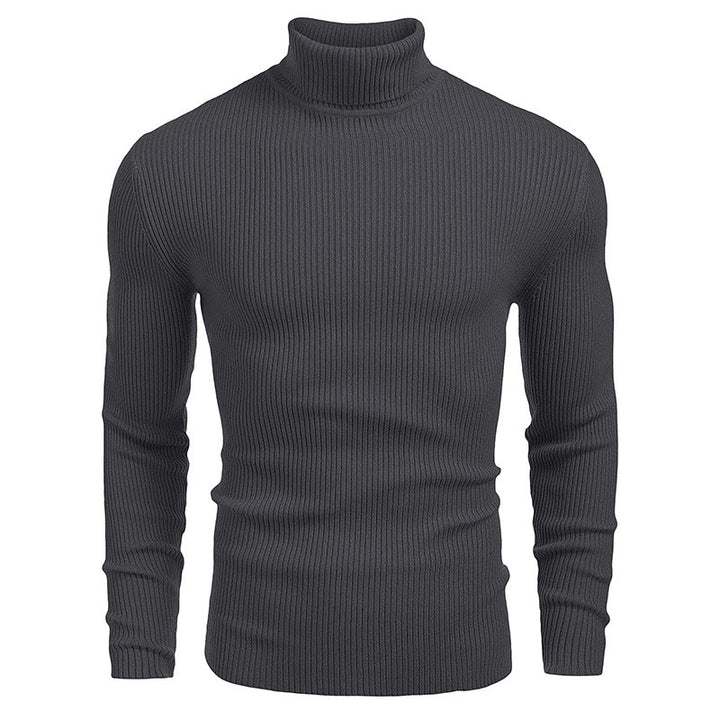 Herren Feinstrick-Pullover mit hohem Kragen und Rippstruktur Aliams