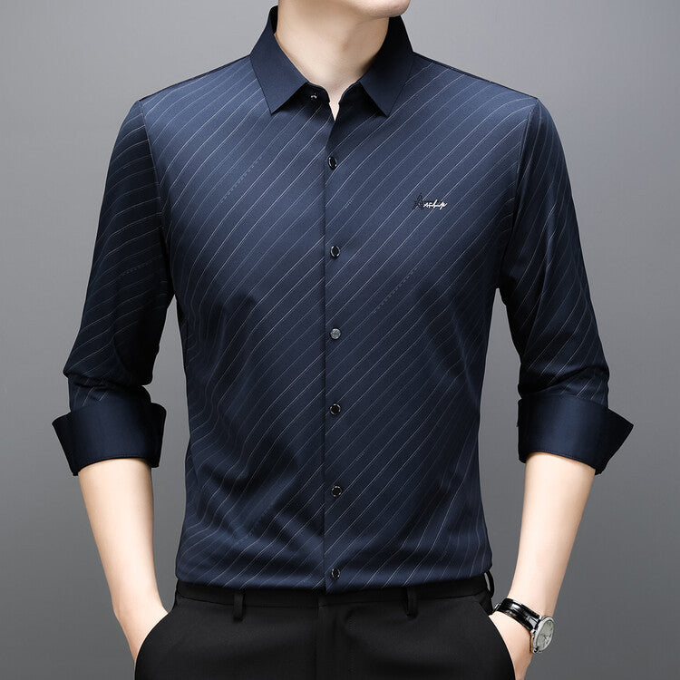 Herren elegantes Langarmhemd mit modernem Streifenmuster Aliams