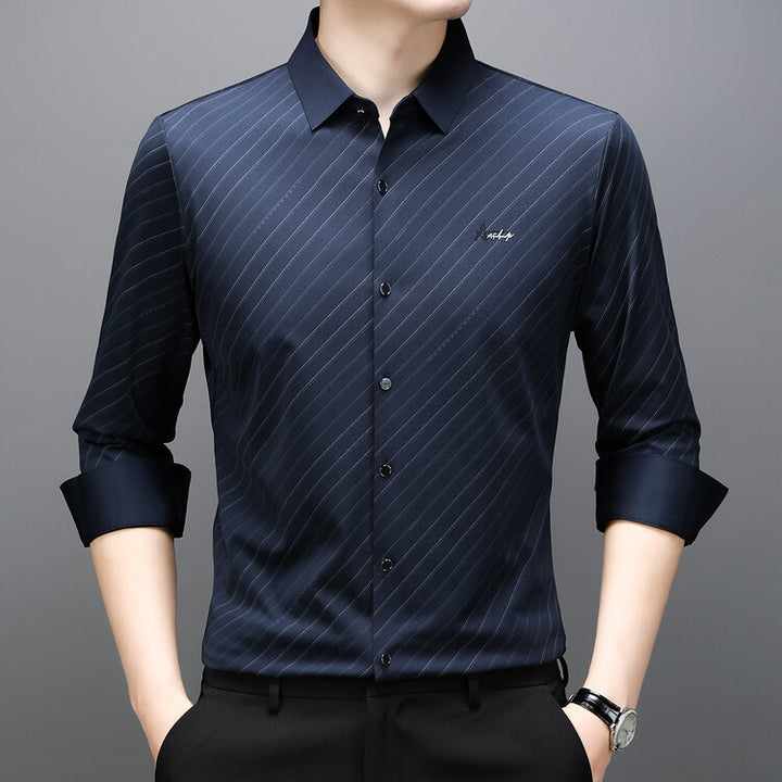 Herren elegantes Langarmhemd mit modernem Streifenmuster Aliams