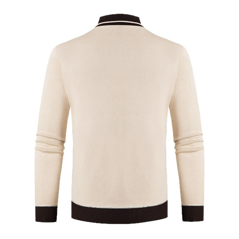 Herren eleganter V-Ausschnitt Pullover mit modischem Kragen Aliams