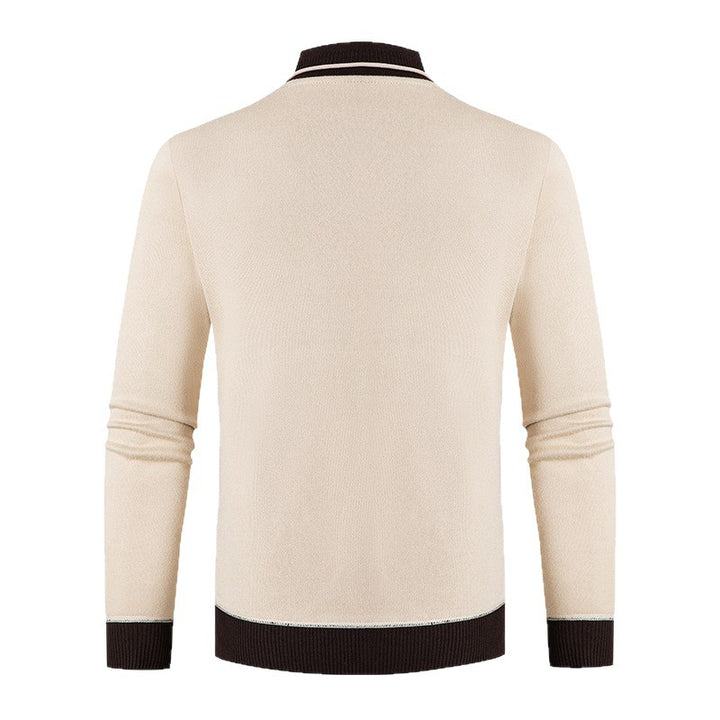 Herren eleganter V-Ausschnitt Pullover mit modischem Kragen Aliams