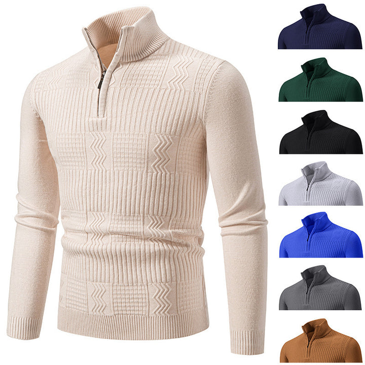 Herren Strickpullover mit modernem Stehkragen und strukturiertem Design Aliams