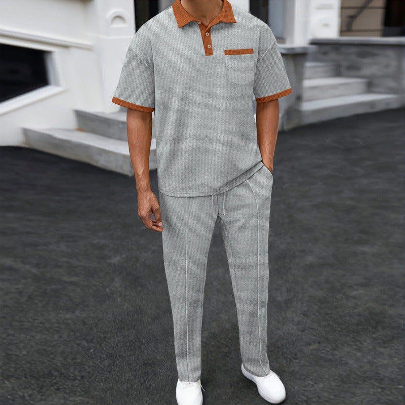 Herren Sportliches Freizeit-Set mit atmungsaktivem Poloshirt und bequemen Jogginghosen Aliams