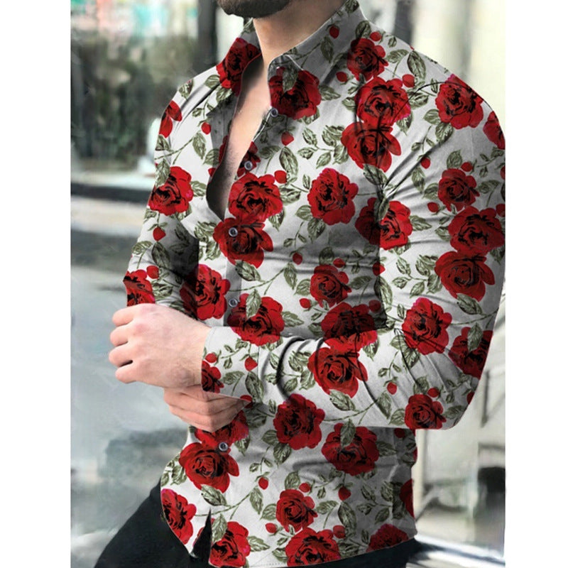 Herren Hemd mit floralen Rosenmotiven Aliams