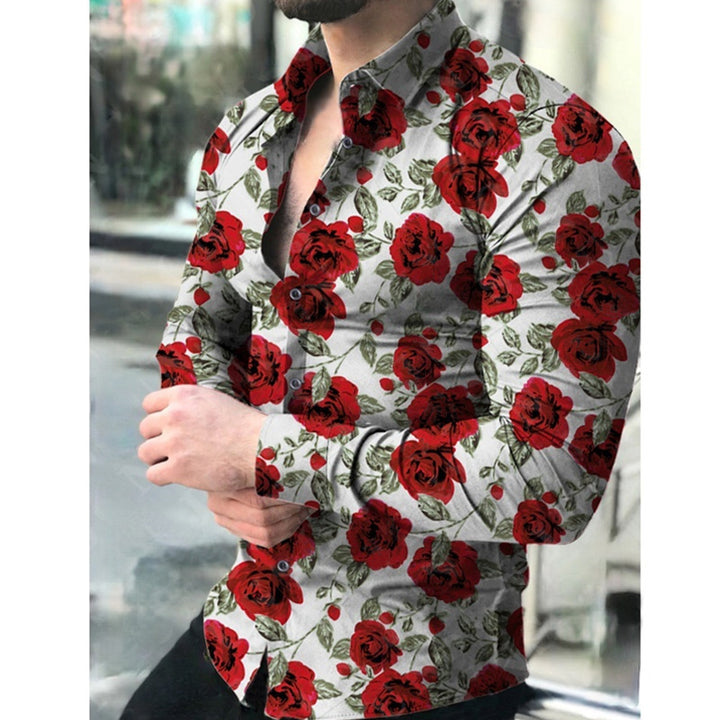 Herren Hemd mit floralen Rosenmotiven Aliams