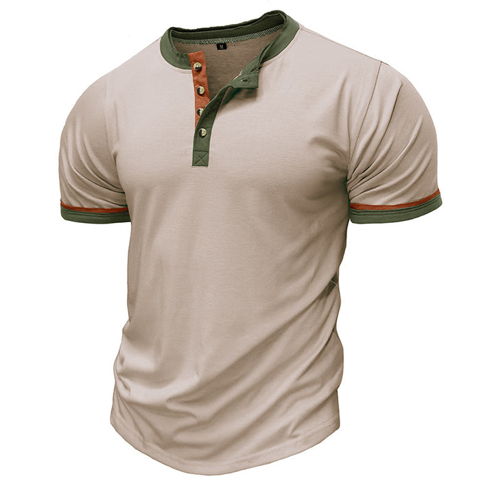 Herren Kurzarm-Henley-Shirt mit strukturiertem Kragen Aliams