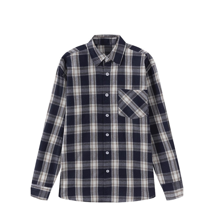 Herren komfortables Langarmhemd mit Karo-Muster Aliams